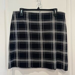 Talbots Black & White Plaid A-Line Mini Skirt